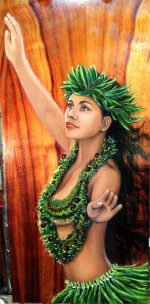 296x600 Alaina Dehavilland Hawaii Island Network Of Artists - Hula Dancer Painting