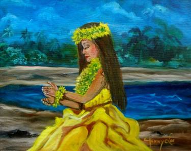 375x298 Hula Girl On Beach Paintings For Sale Saatchi Art - Hula Girl Painting