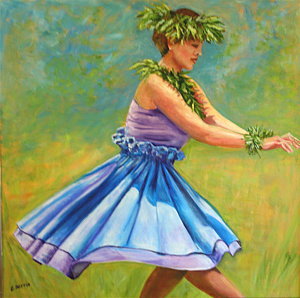 300x298 Hula Girl Painting By Elizabeth Ferris - Hula Girl Painting