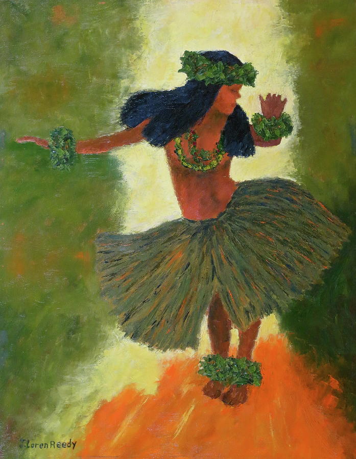 697x900 Hula Girl Painting By J Loren Reedy - Hula Girl Painting