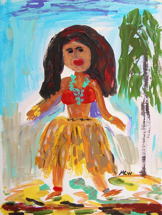 528x700 Hula Girl Painting By Mary Carol Williams - Hula Girl Painting