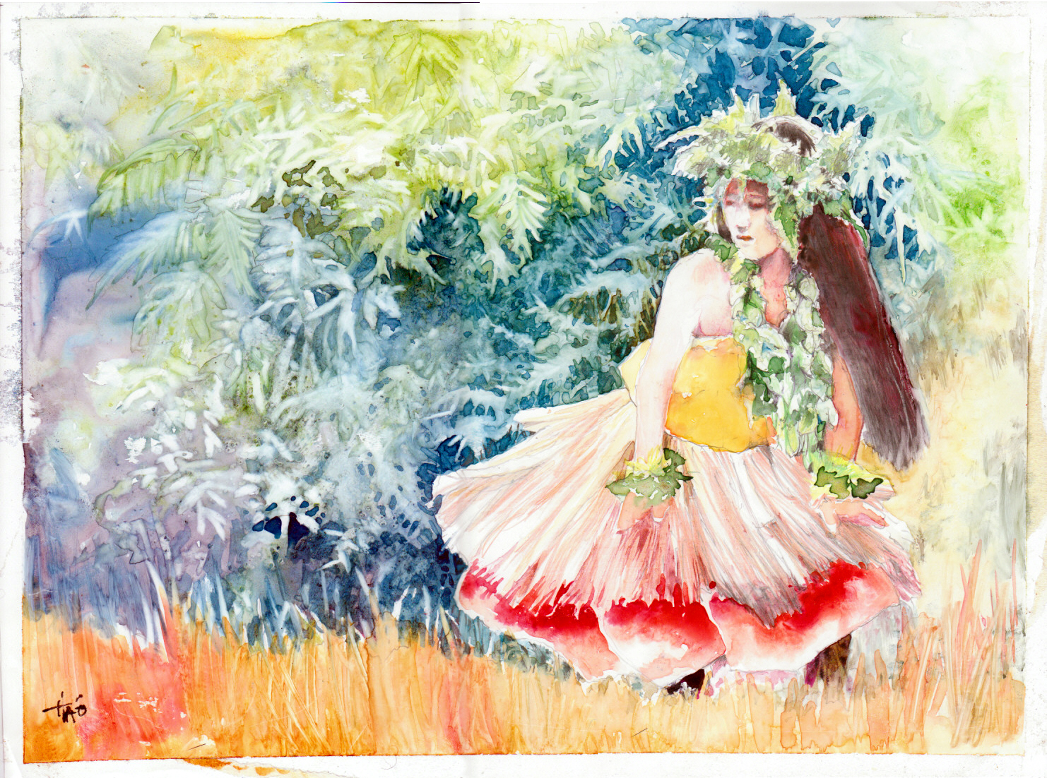 1482x1102 Hula Was Covered Up Menehunerath - Hula Girl Painting