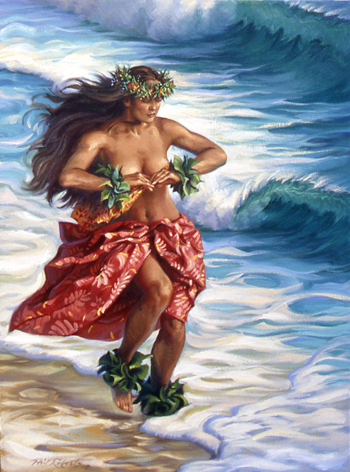 497x669 Hula Girl N Red Phil Roberts Figure Artist Society - Hula Girl Painting