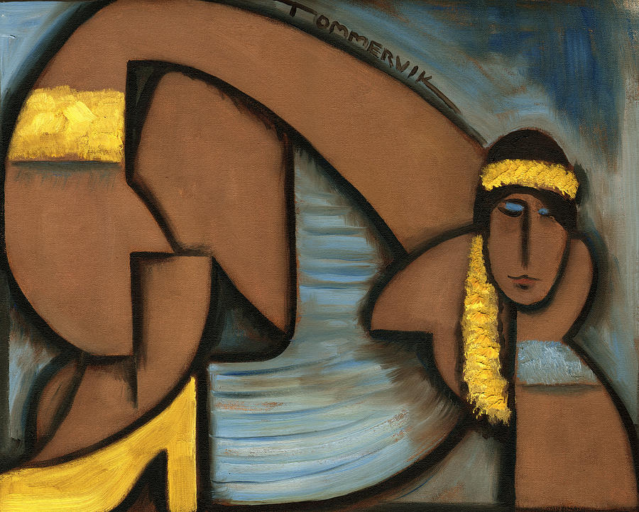 900x722 Tommervik Cubist Hawaii Hula Girl Painting Tommervik Paintings - Hula Girl Painting