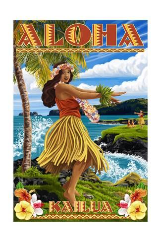 325x488 Aloha Kailua, Hawaii - Hula Girl Painting