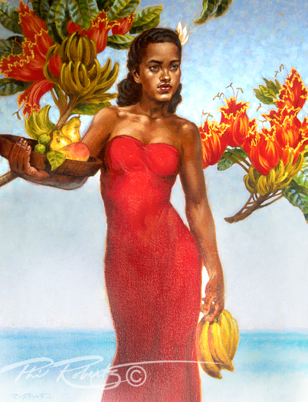 614x800 Hula Girl Phil Roberts Jkellygirl Figure Artist Society - Hula Girl Painting