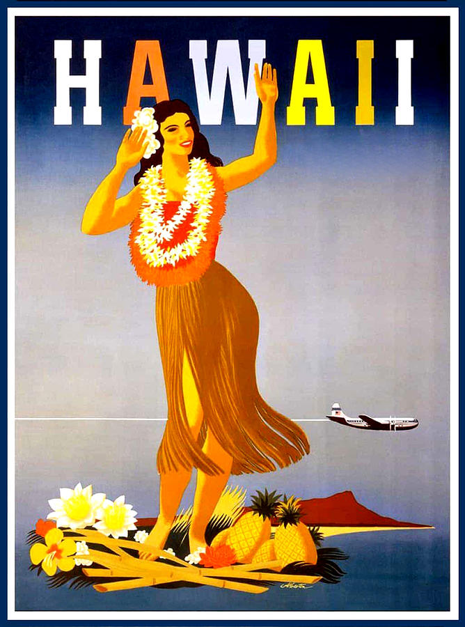 668x900 Hawaii, Hula Girl Welcome Painting By Long Shot - Hula Girl Painting