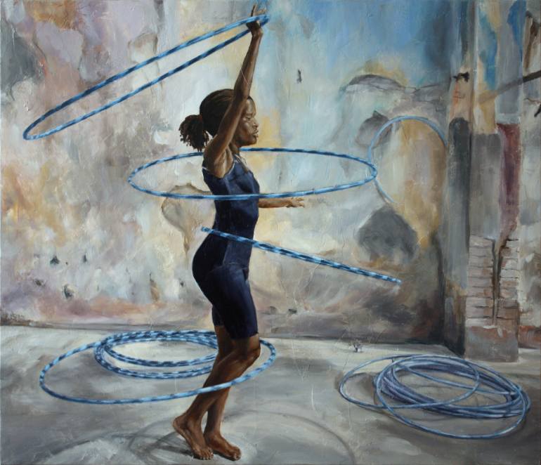 770x662 Saatchi Art Cuban Girl With Hula Hoop Painting By Rafal Tomasz - Hula Hoop Painting
