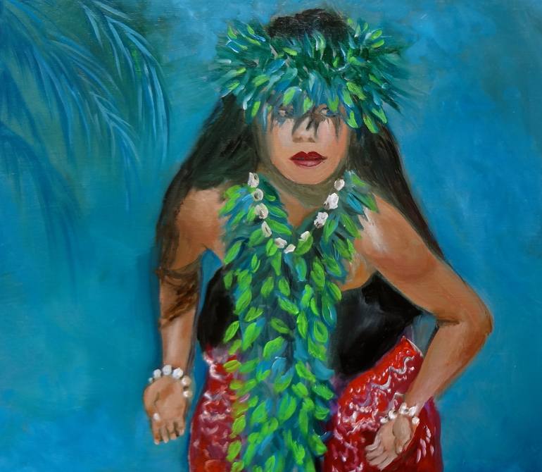 770x670 Saatchi Art Hawaiian Hula Maiden Painting By Jenny Jonah - Hula Painting