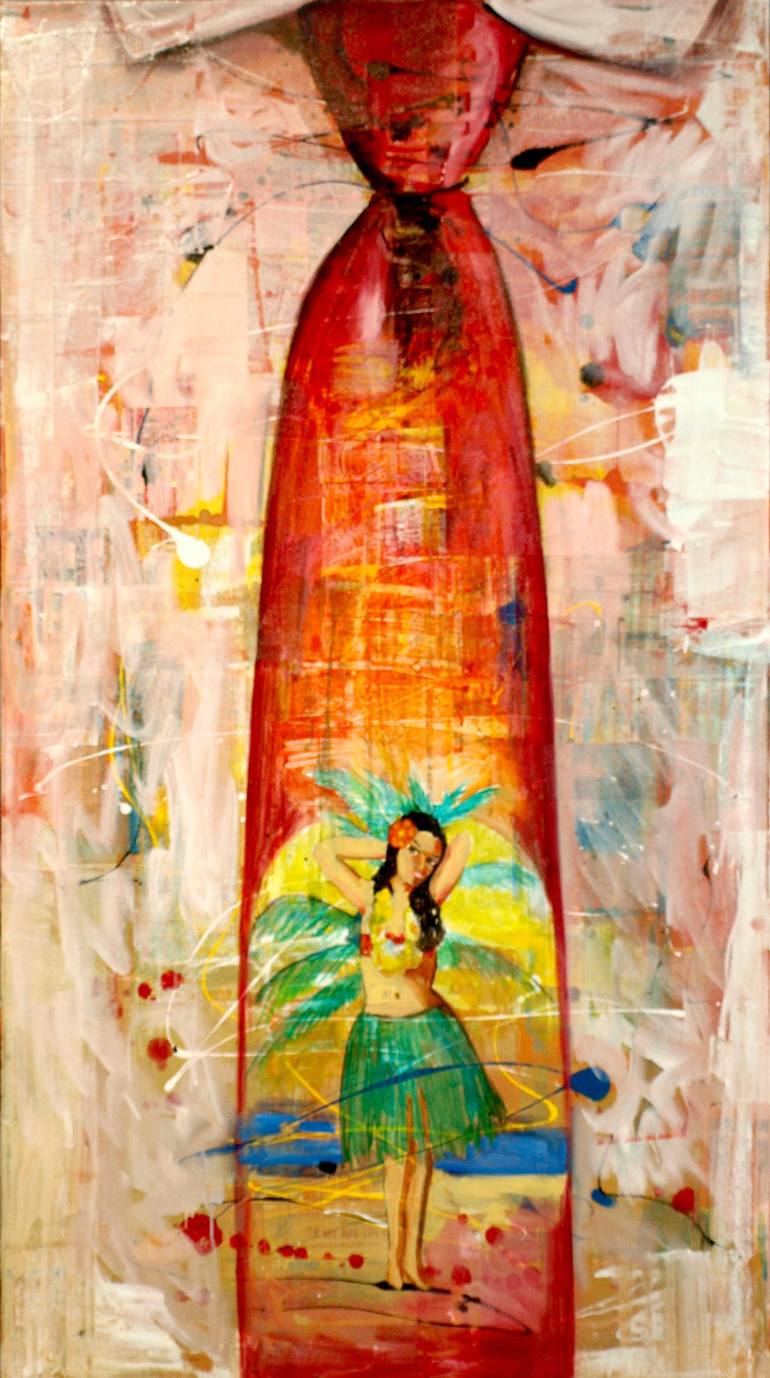 770x1378 Saatchi Art Hula Tie Painting By Al Razza - Hula Painting