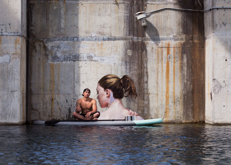 800x574 Street Artist Hula Uses Paddleboard To Paint In Hard To Reach - Hula Painting