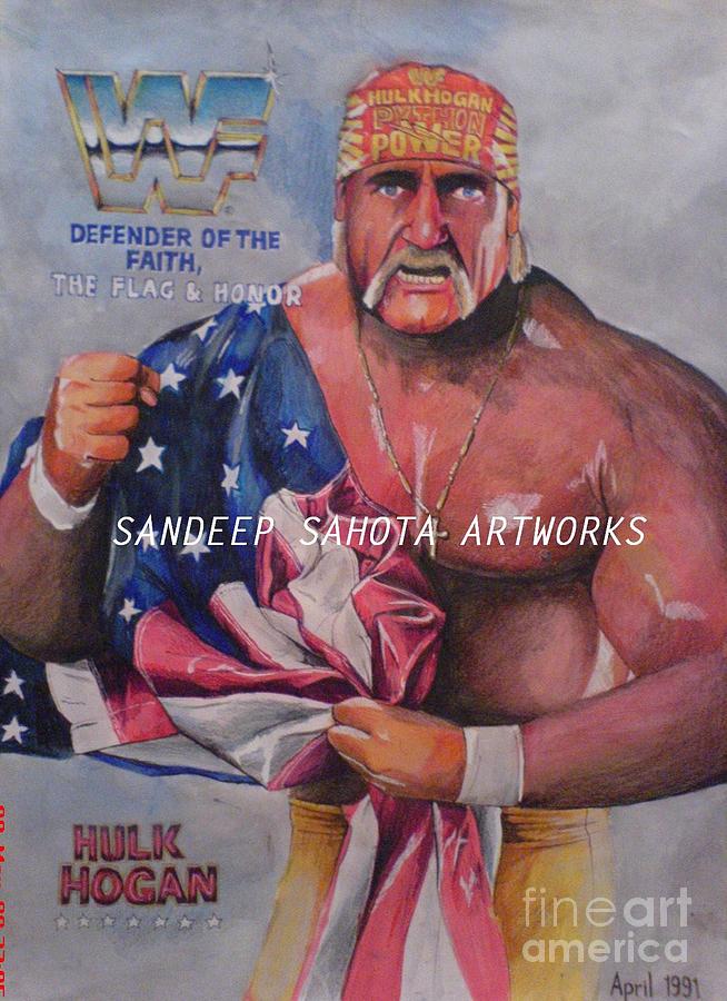 654x900 Hulk Hogan Painting By Sandeep Kumar Sahota - Hulk Hogan Painting