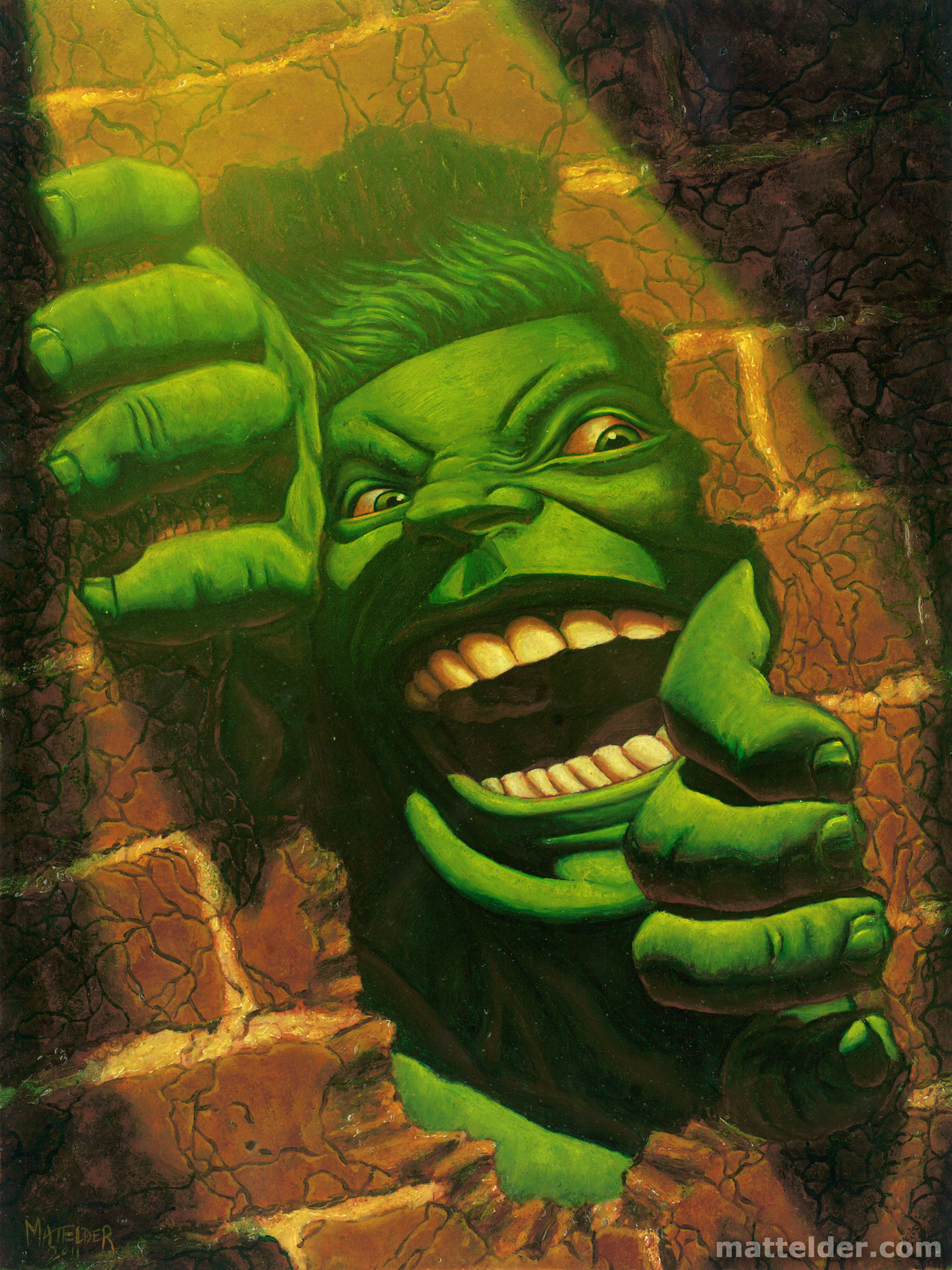 1499x2000 Hulk Smash Brick Wall Oil Painting The Art Of Matt Elder - Hulk Painting