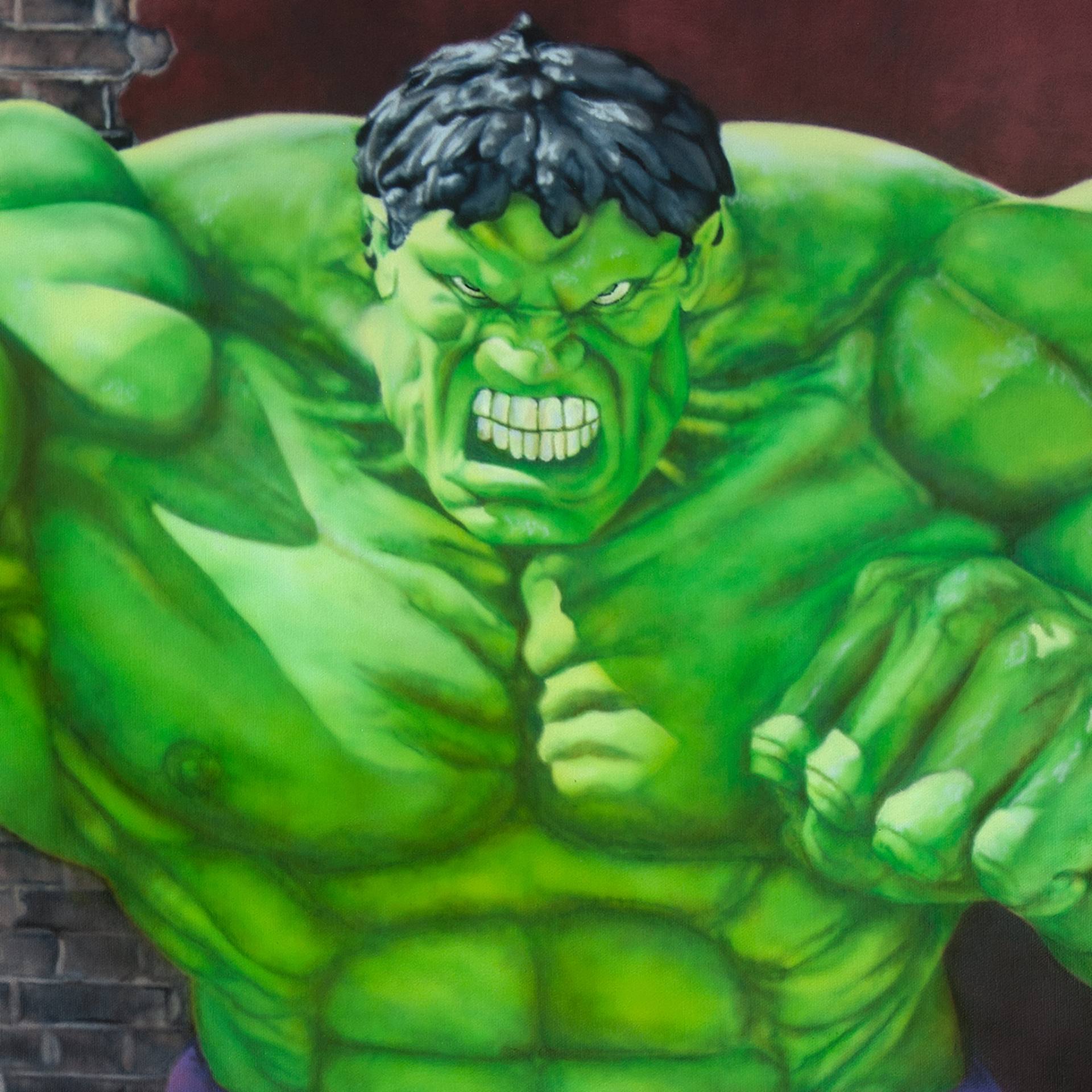 1920x1920 Saatchi Art Spiderman Versus The Incredible Hulk Painting By - Hulk Painting