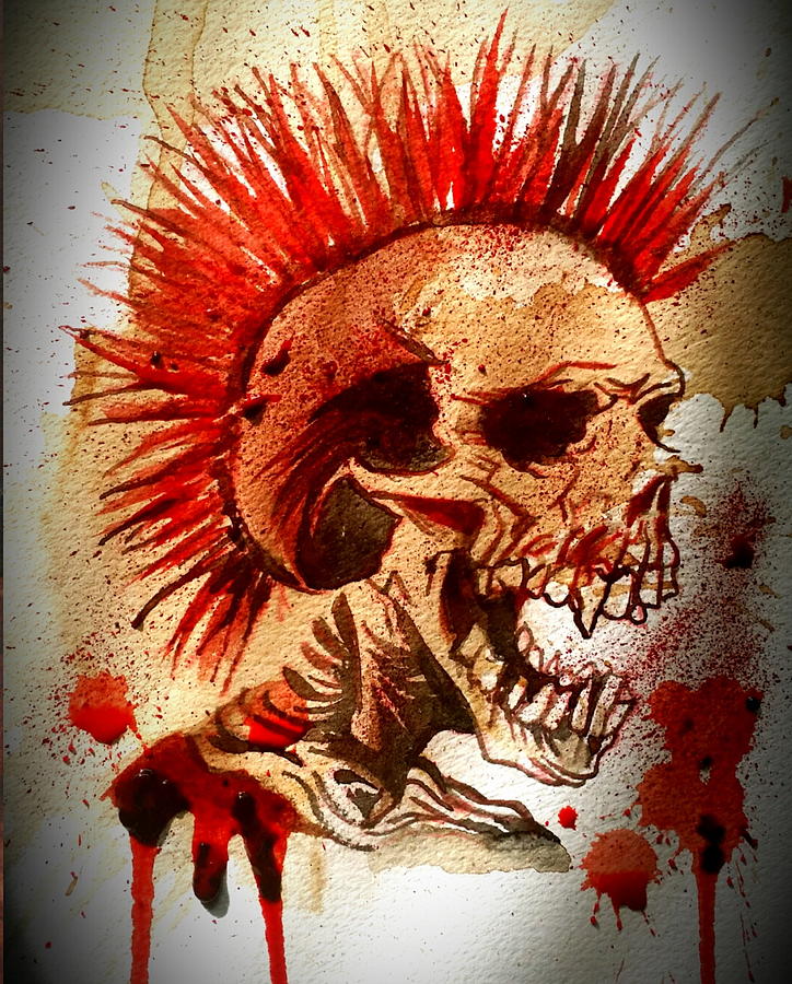 724x900 Exploited Skull Painting By Ryan Almighty - Human Blood Painting