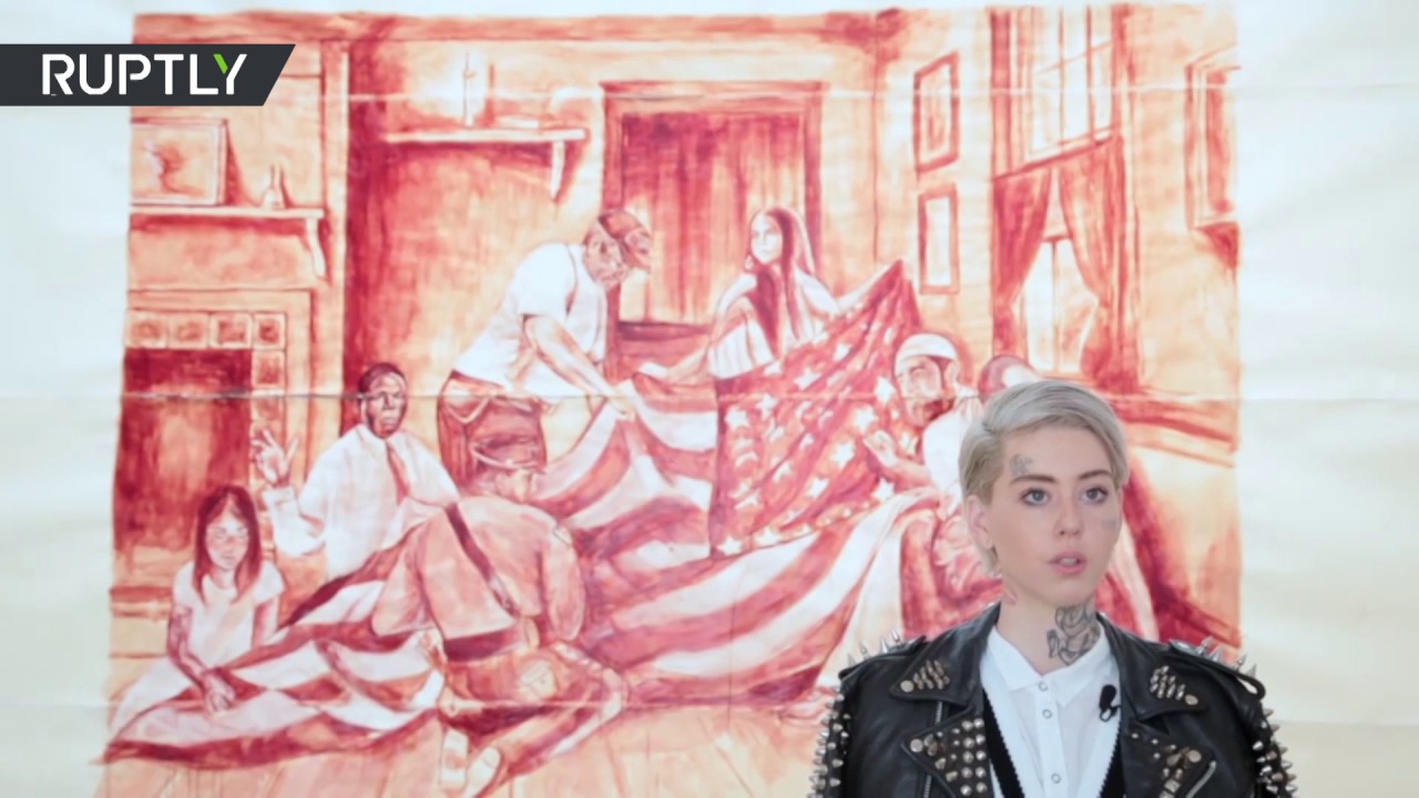 1280x720 Human Blood Anti Trump Painting Unveiled In La - Human Blood Painting