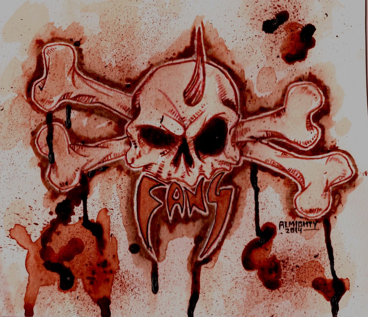 1280x1104 Human Blood Painting Version Of The Fang Logo Artist Ryan - Human Blood Painting