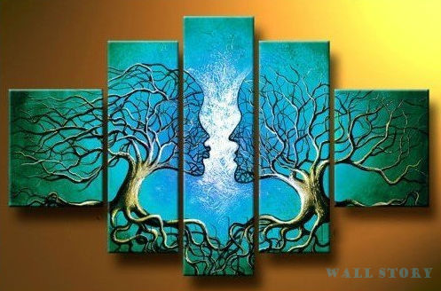 497x328 Free Shipping Hand Painted Blue Tree Human Brain Abstract Oil - Human Brain Painting