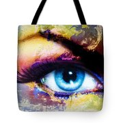 180x180 Planet Earth And Blue Human Eye With Violet Day Makeup. Woman - Human Eye Painting