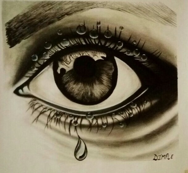 609x561 Buy Eye With Water Droplets Handmade Painting By Dimple Kapoor - Human Eye Painting