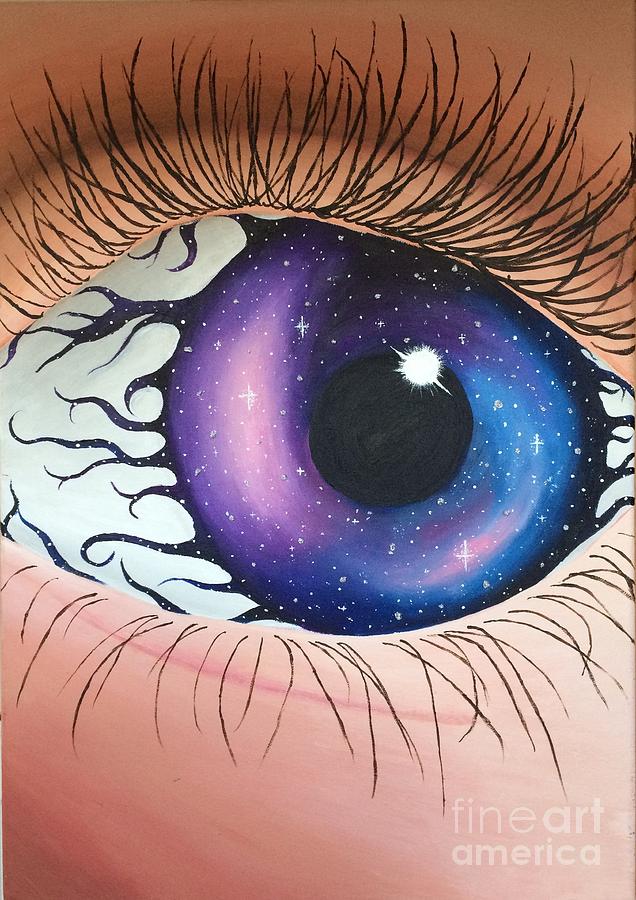 636x900 Galaxy Eye Painting By Rhiannon Denham - Human Eye Painting