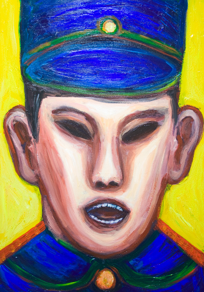650x932 Angry Chinese Police Officernew Expressionism Colorful Male - Human Face Painting