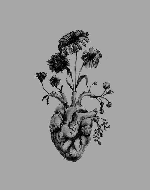 500x636 Blooming Heart Painting, Art, Anatomy, Valentine, Floral - Human Heart Painting