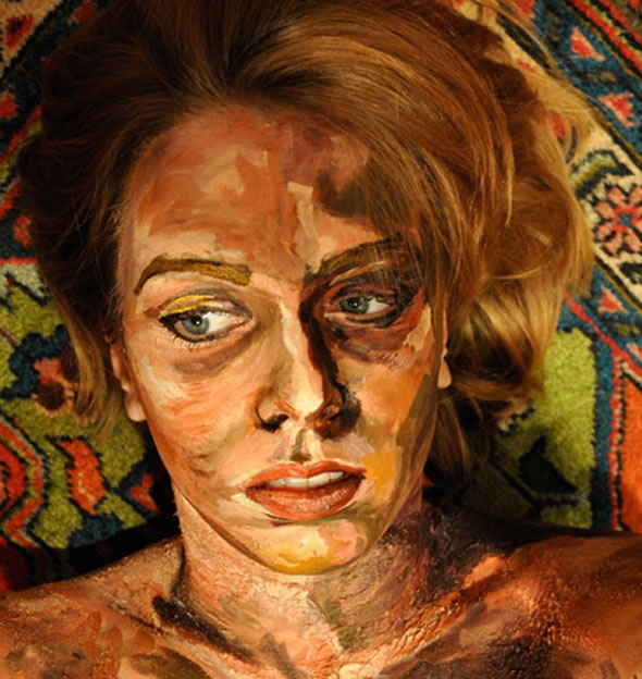 590x624 Human Painting Acrylic Paint On A Human Canvas Alexa Meade Paints - Human Painting