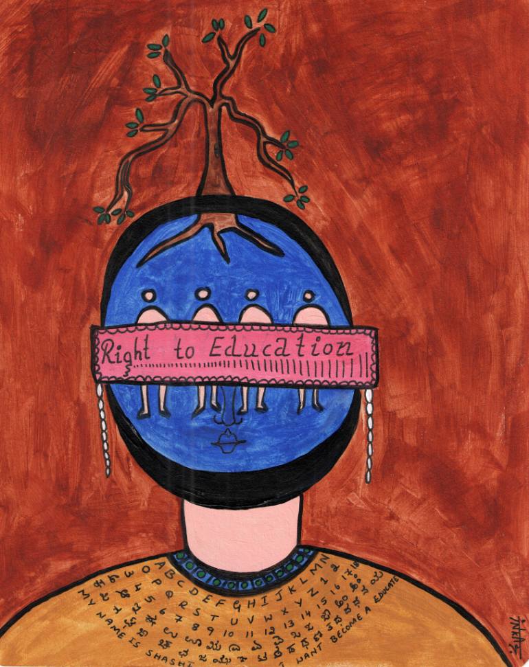 770x971 Saatchi Art Human Rights( Right To Education) Painting By - Human Painting