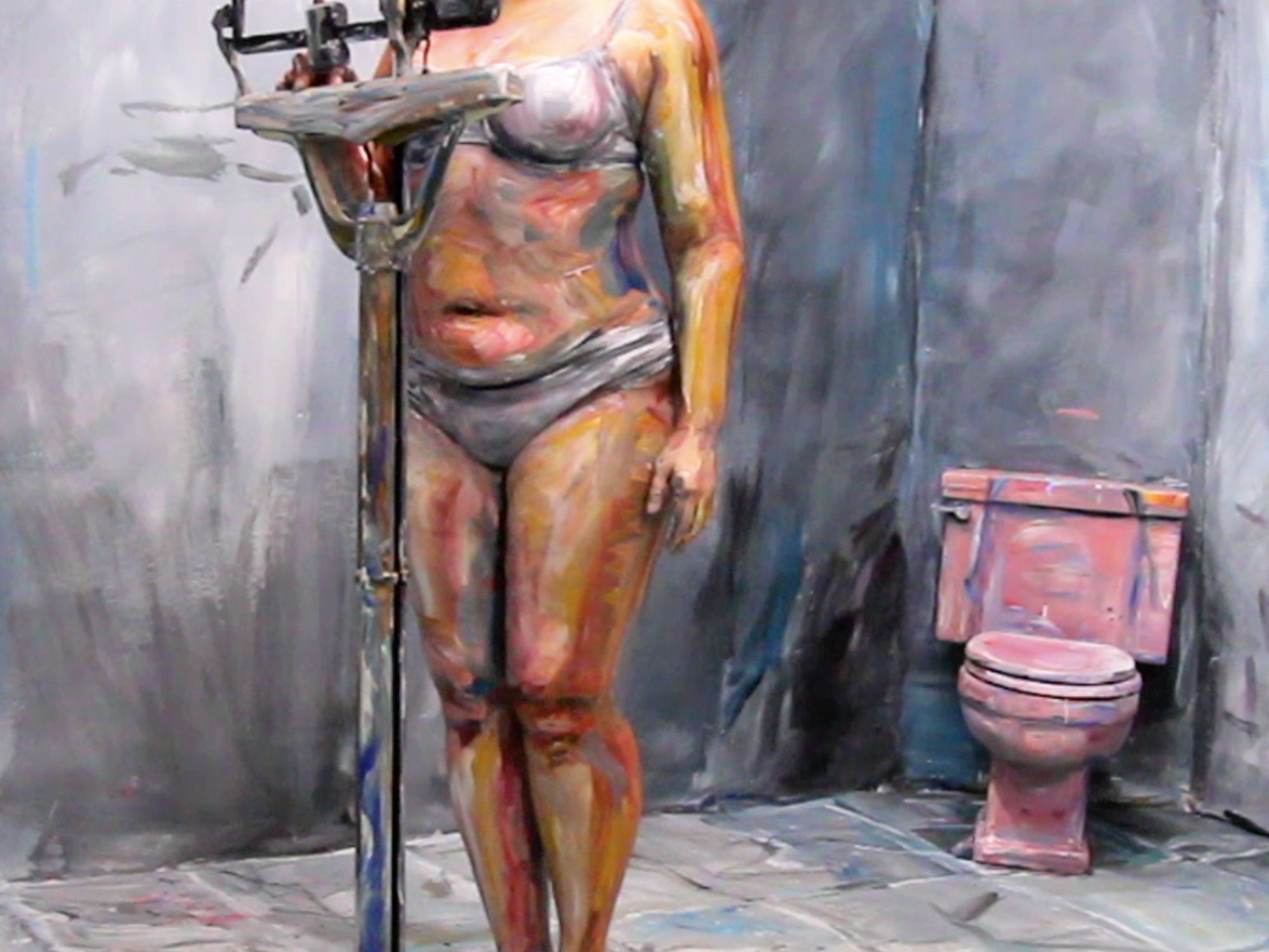 2000x1500 Alexa Meade Painting Woman Bathroom Scale - Human Painting