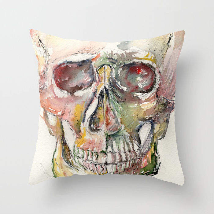 700x700 Human Skull Painting Throw Pillow By Marinasotiriou Society6 - Human Skull Painting