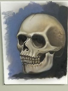 225x300 Skull Oil Painting , Original Artwork , Human Skull Subject. Ebay - Human Skull Painting