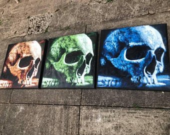 340x270 Spray Paint Canvas Human Skulls Hythe Crypt Catacombs Ossuary - Human Skull Painting