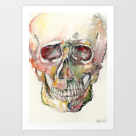 550x550 Human Skull Painting Art Print By Marinasotiriou Society6 - Human Skull Painting