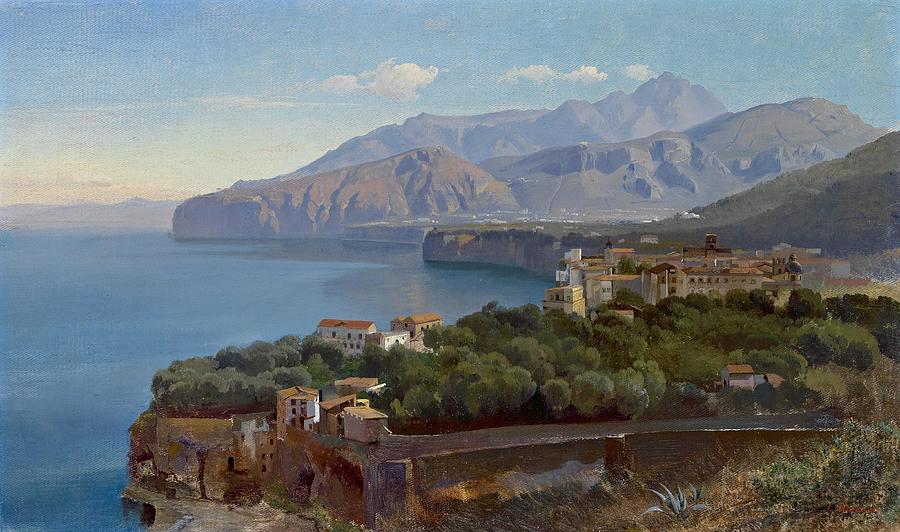 900x532 View Of The Gulf Of Sorrento Painting By Carl Hummel - Hummel Painting