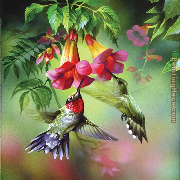 600x600 Unknown Artist Hummingbirds Painting Anysize 50% Off - Hummingbird And Flower Painting