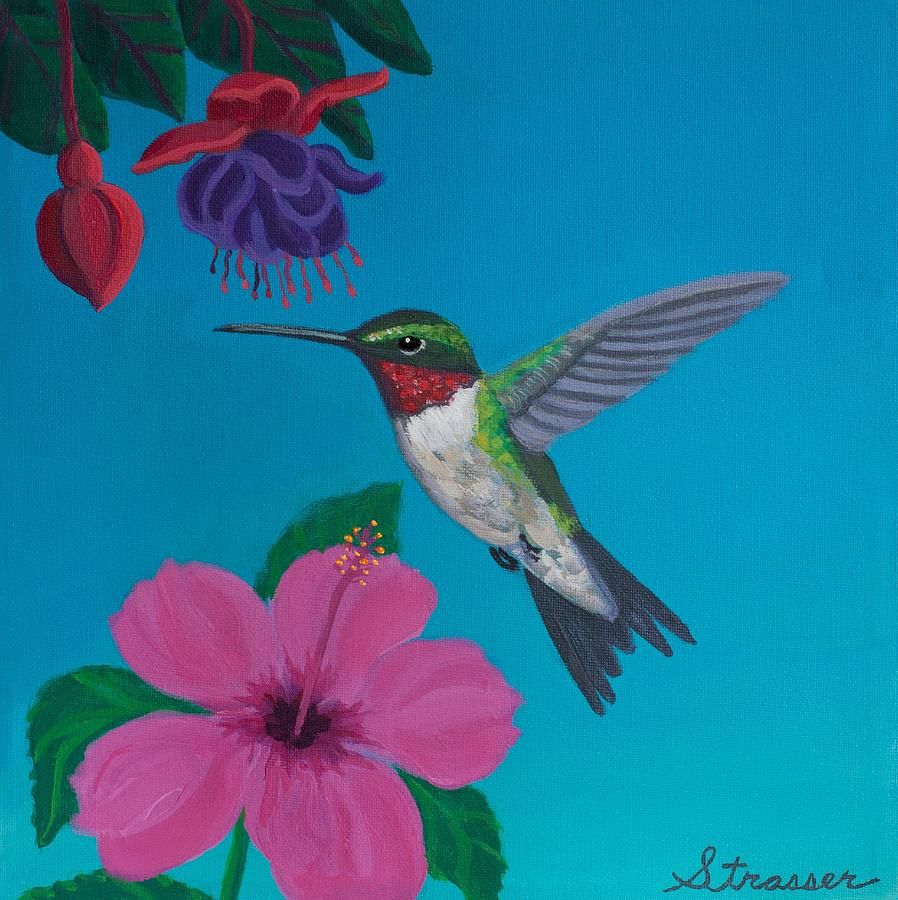 898x900 Hummingbird Heaven Painting Birds Hummingbird - Hummingbird Canvas Painting