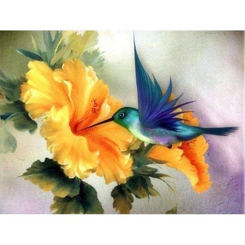 800x800 Orange Flower Hummingbird - Hummingbird Flower Painting