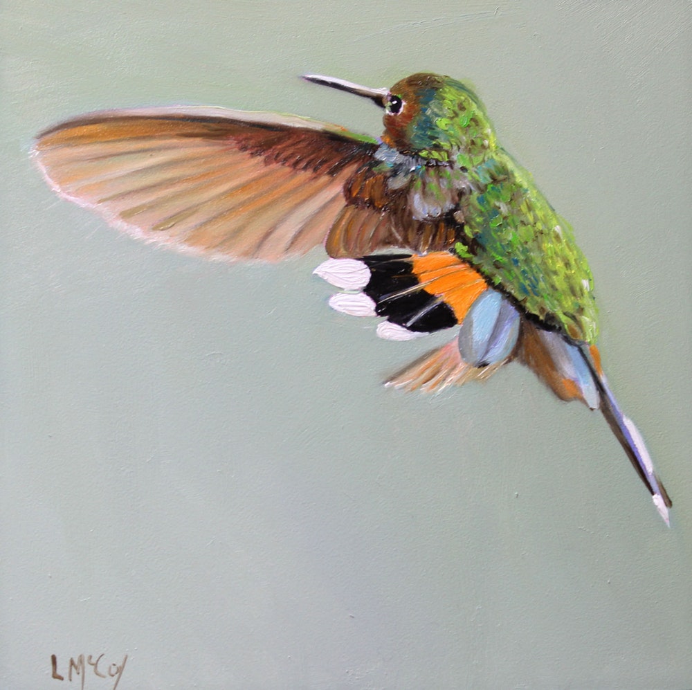1000x997 Dance, Hummingbird Oil Painting By Artist Linda Mccoy, - Hummingbird Oil Painting