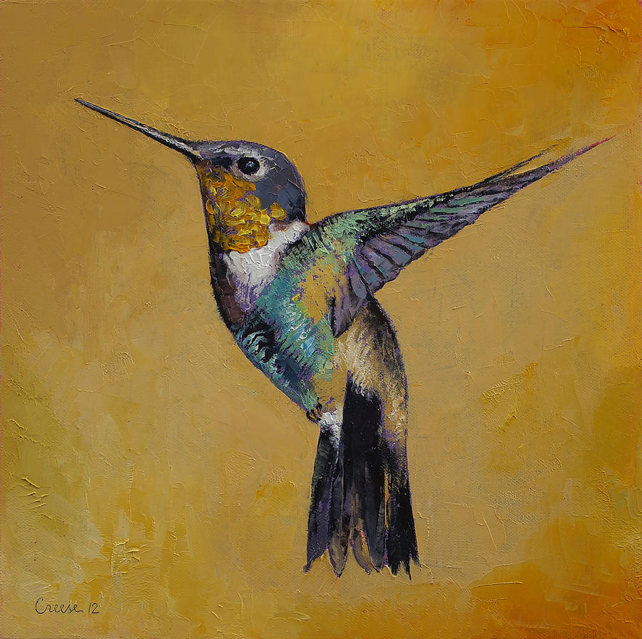 900x896 Hummingbird Painting By Michael Creese - Hummingbird Oil Painting