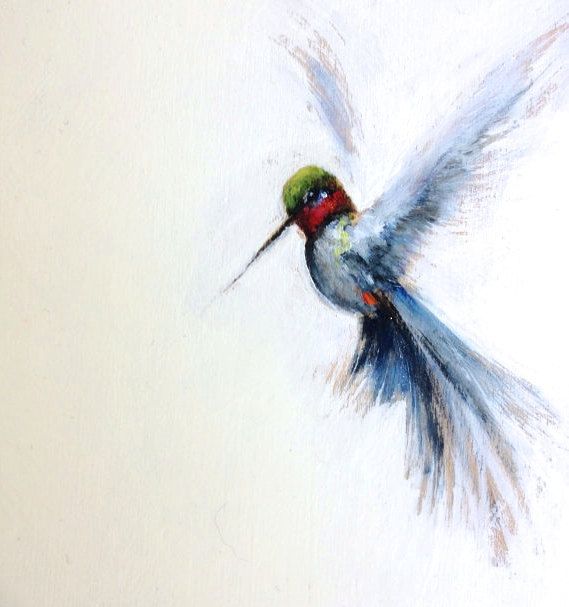 569x607 Hummingbird Original Oil Painting On Canvas Art, Drawing - Hummingbird Oil Painting