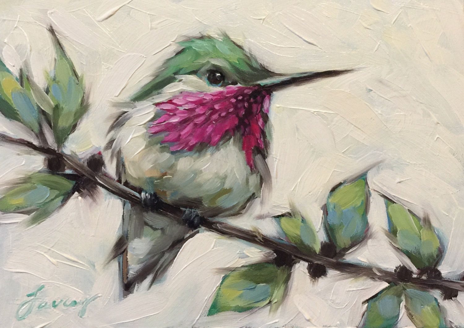 1500x1062 Hummingbird Painting, Original Oil Painting Of A Hummingbird, 5x7 - Hummingbird Oil Painting