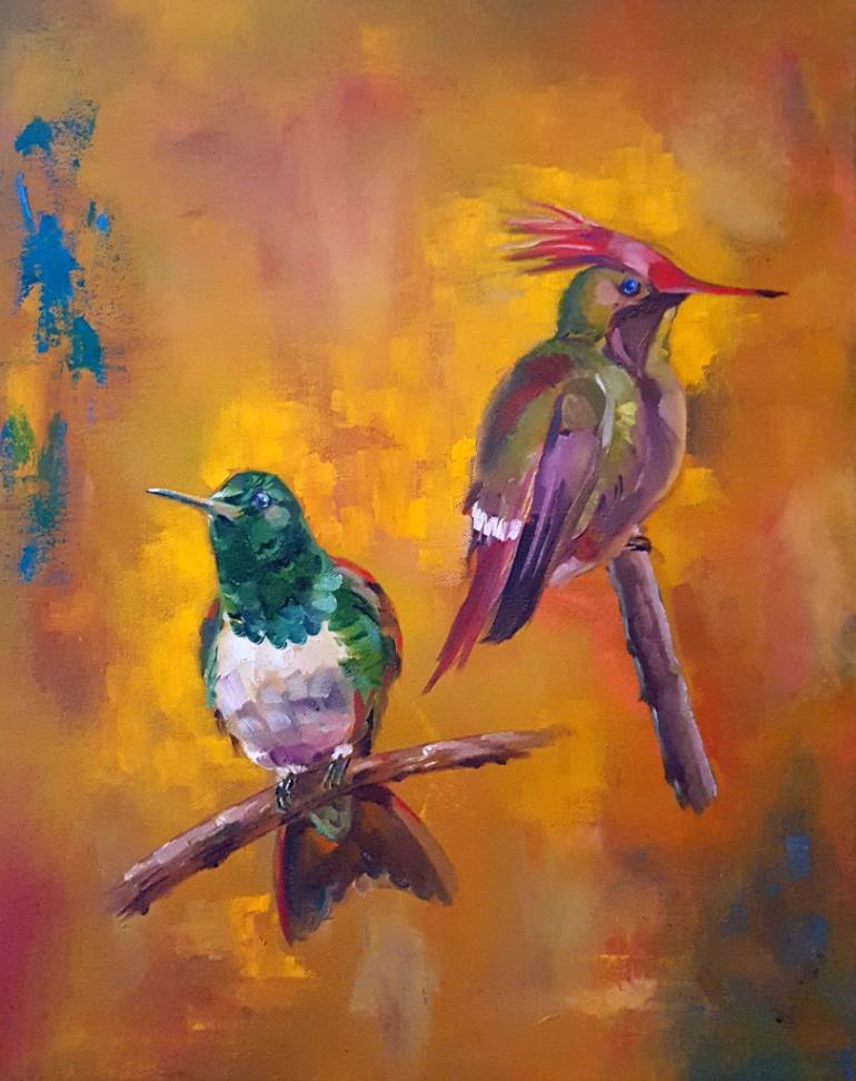 770x972 Saatchi Art Hummingbirds - Hummingbird Oil Painting