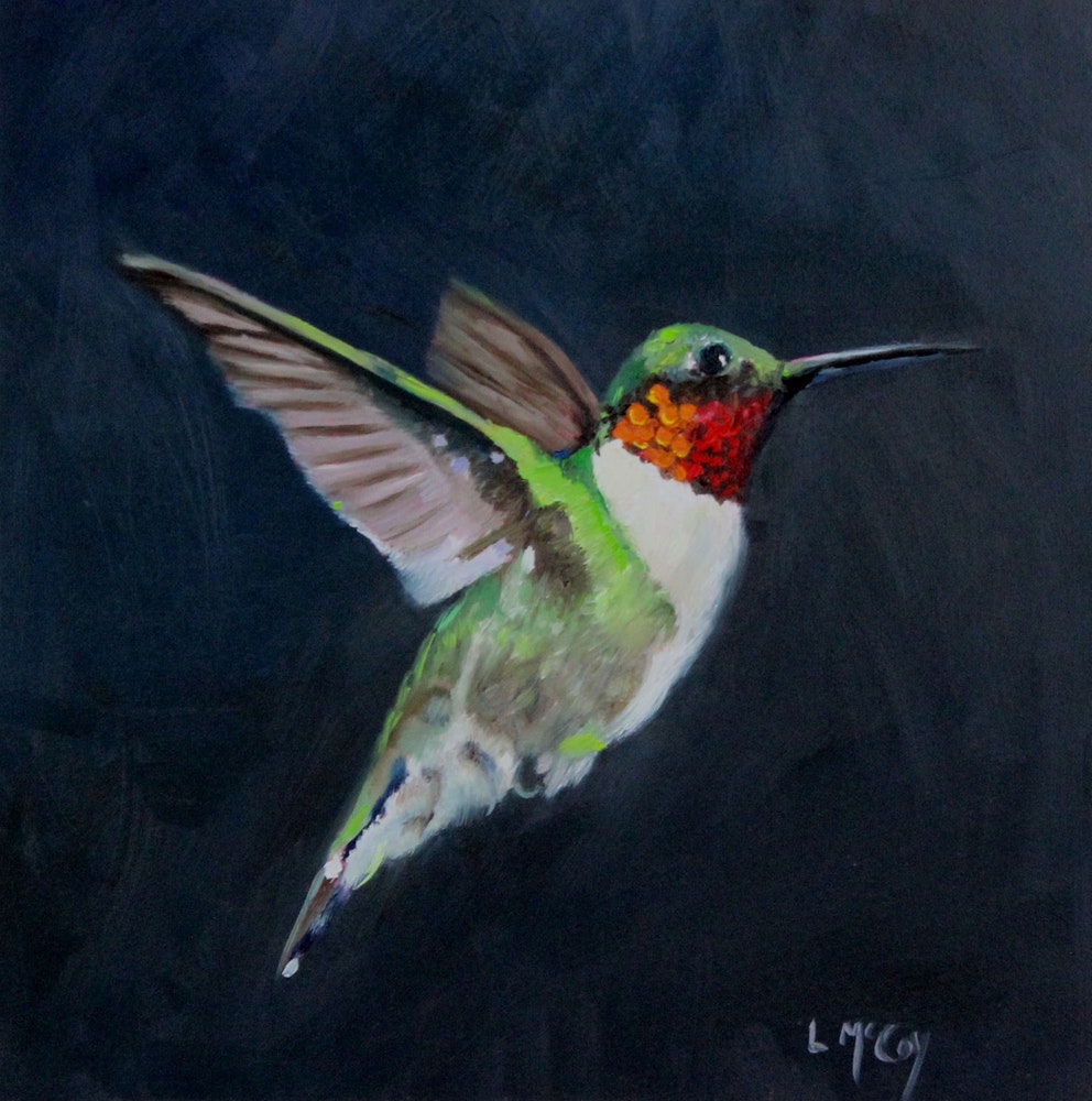 992x1000 Rojo, Hummingbird Painting By Artist Linda Mccoy, - Hummingbird Painting