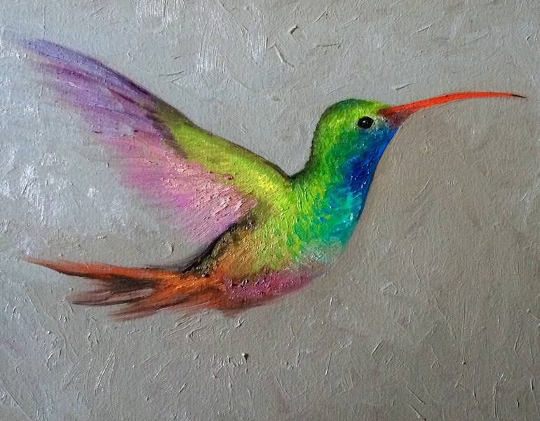 770x600 Saatchi Art Rainbow Hummingbird Painting By Matthew Robinson - Hummingbird Painting