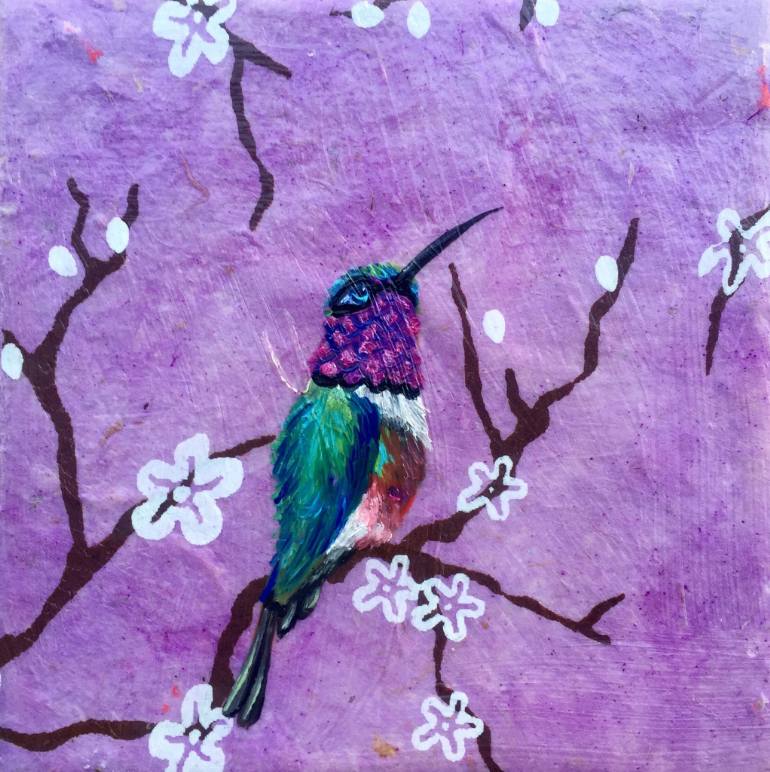 770x772 Saatchi Art Resting Hummingbird Painting By Bobbie Rich - Hummingbird Painting