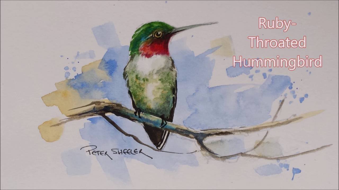 1280x720 How Paint A Ruby Throated Hummingbird In Watercolour. Easy - Hummingbird Painting