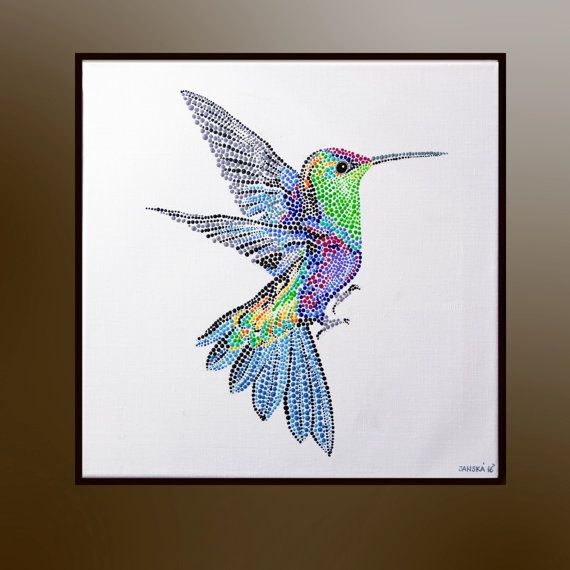 570x570 Flying Hummingbird, Acrylic Painting, Hummingbird Art, Original - Hummingbird Painting Acrylic