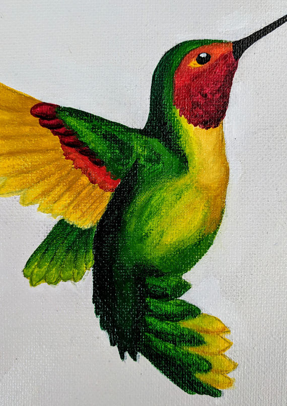 570x805 Hummingbird Painting Fine Art Original Acrylic Painting - Hummingbird Painting Acrylic