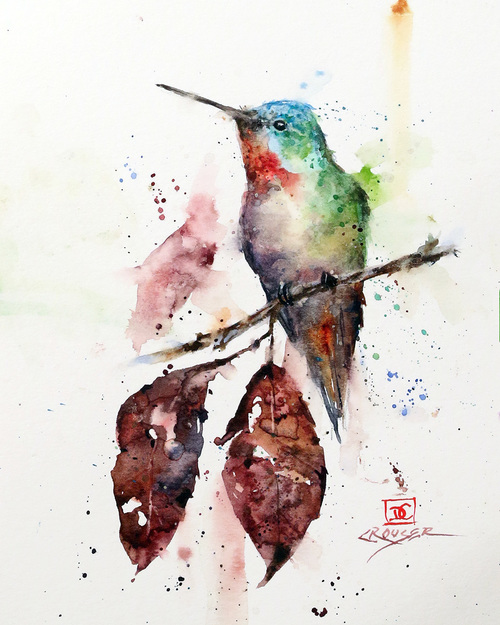Hummingbird Watercolor Painting